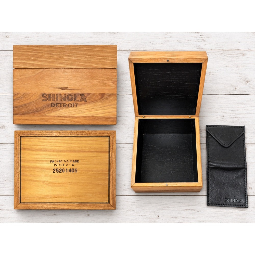 Shinola Detroit Wooden Watch Box Leather Pouch Case Storage Organizer Luxury OS